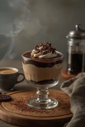 Eggless Mocha Biscuit Pudding Recipe