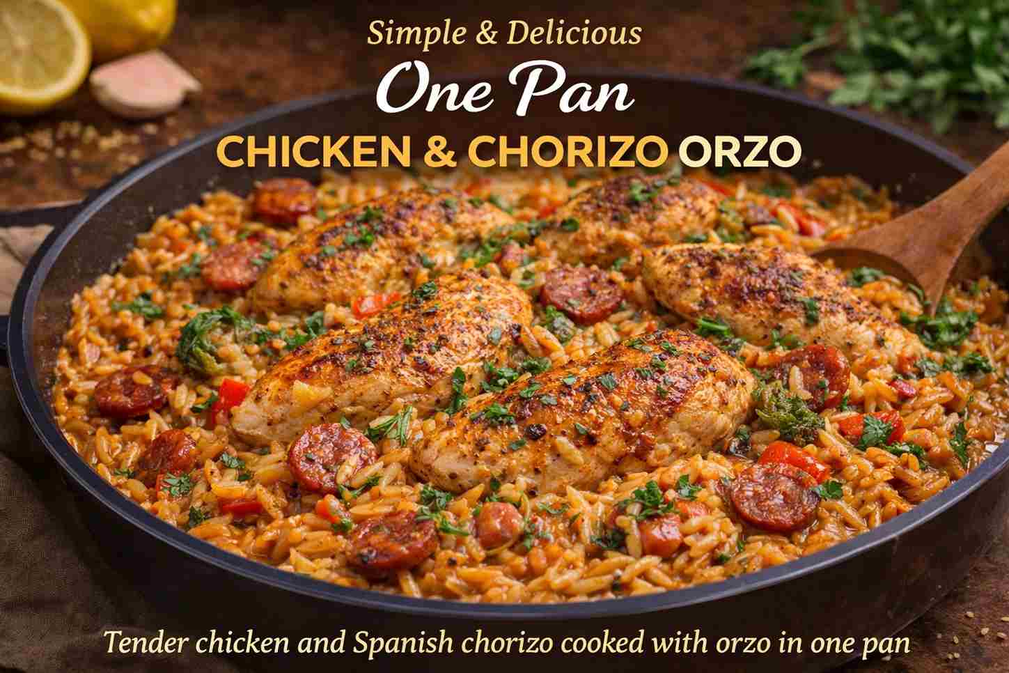 One Pan Chicken & Chorizo Orzo