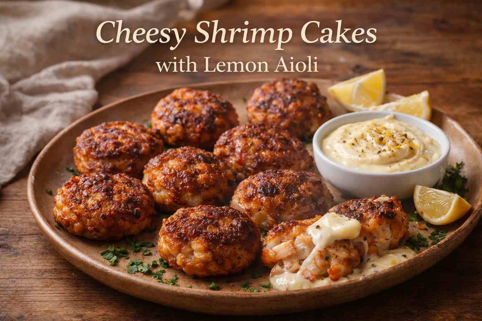 Cheesy Shrimp Cakes with Lemon Aioli