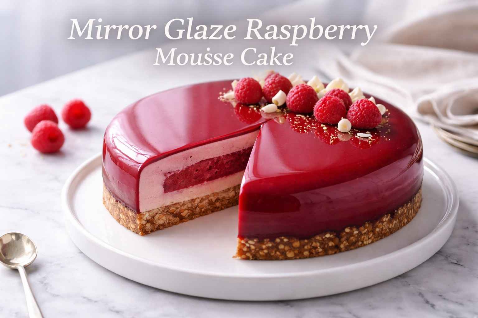 Mirror Glaze Raspberry Mousse Cake