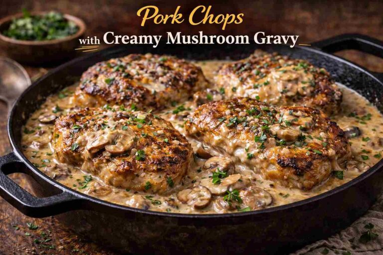 Pork Chops with Creamy Mushroom Gravy