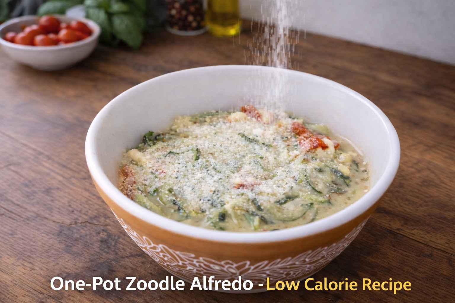 One-Pot Zoodle Alfredo - Low Calorie Recipe