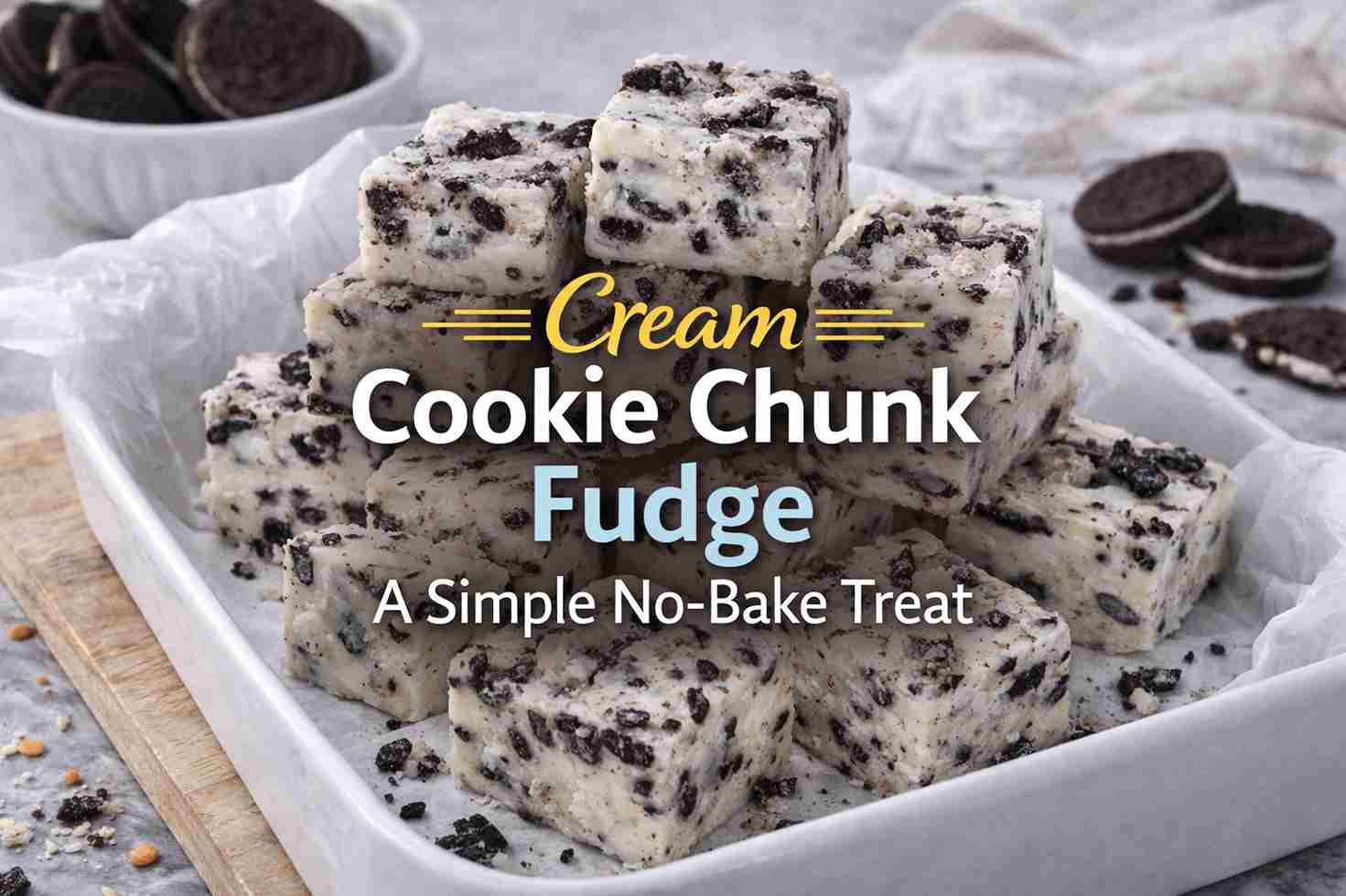 Cream Cookie Chunk Fudge - A Simple No-Bake Treat