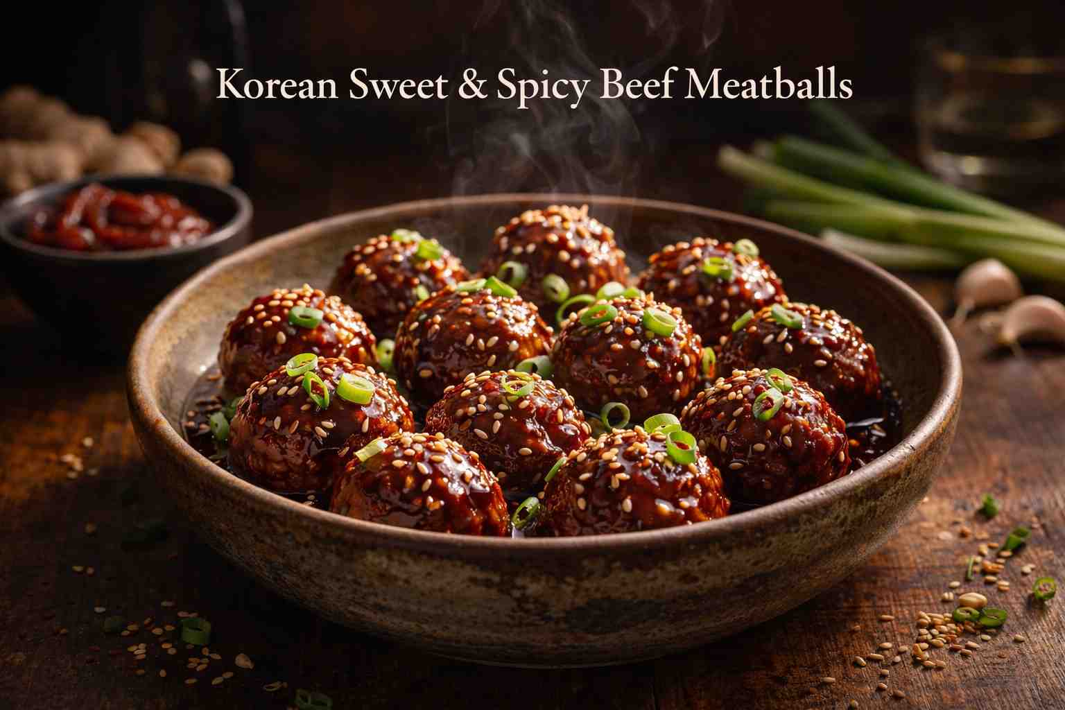 Korean Sweet & Spicy Beef Meatballs
