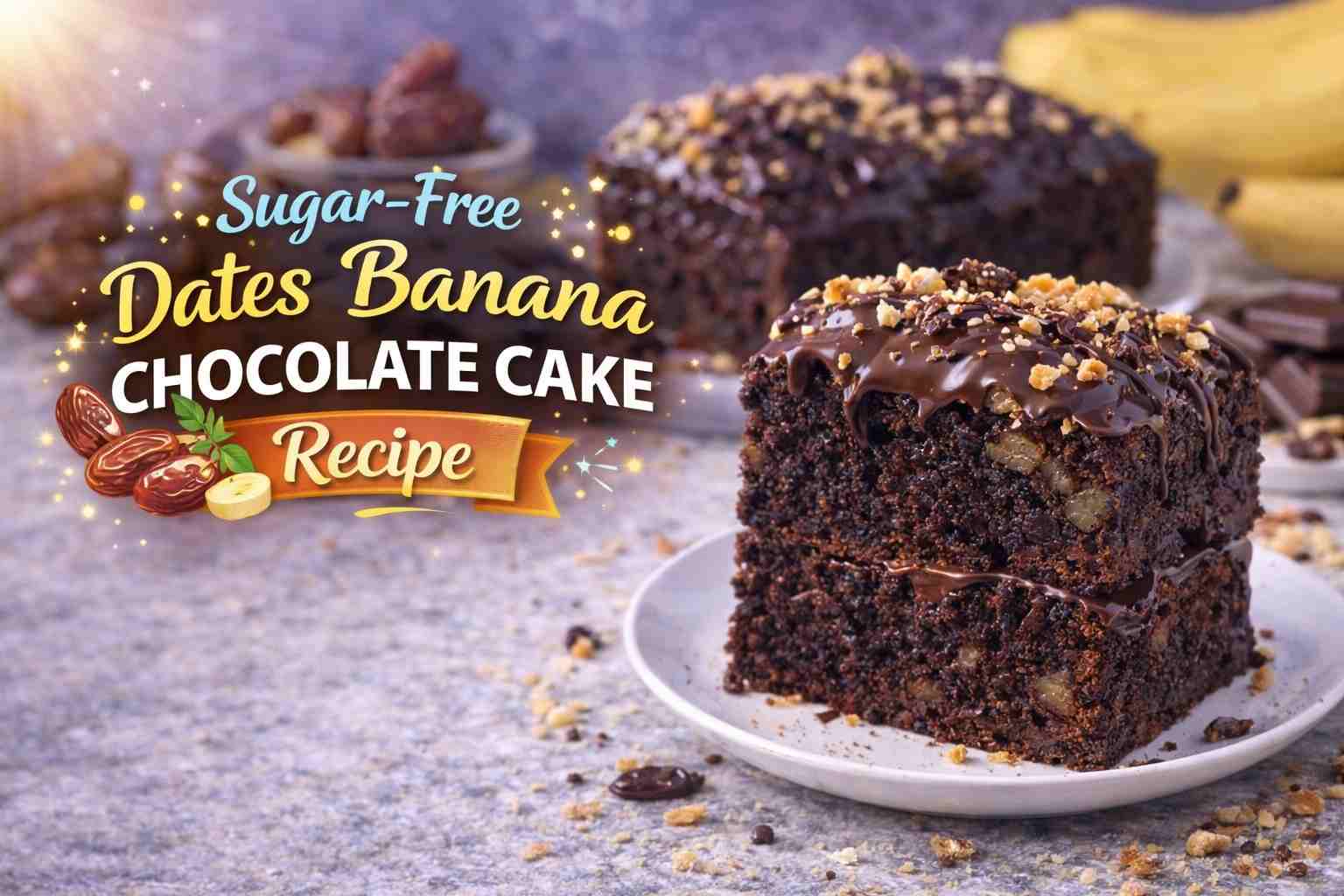 Sugar-Free Dates Banana Chocolate Cake Recipe