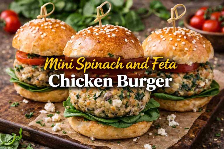 Mini Spinach and Feta Chicken Burgers