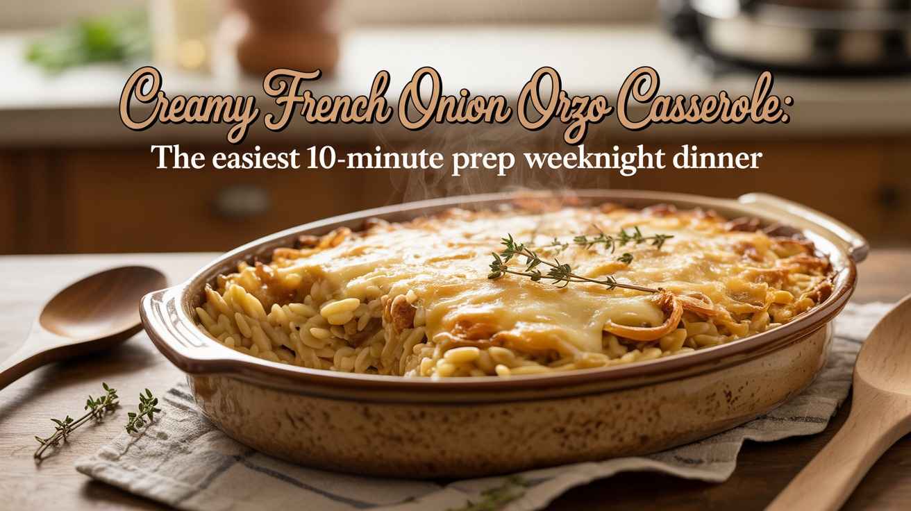 Creamy French Onion Orzo Casserole