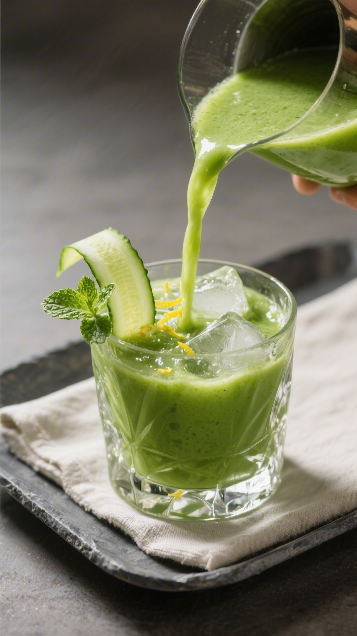 Final dish presentation: Restaurant-quality pour-over-ice service for a true “juice” feel—ultr