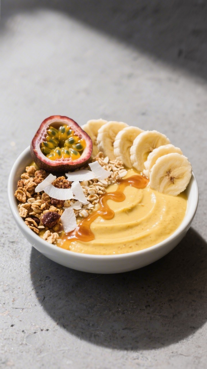 Final dish presentation: Restaurant-quality smoothie bowl variation of the Tropical Passion Fruit Sm