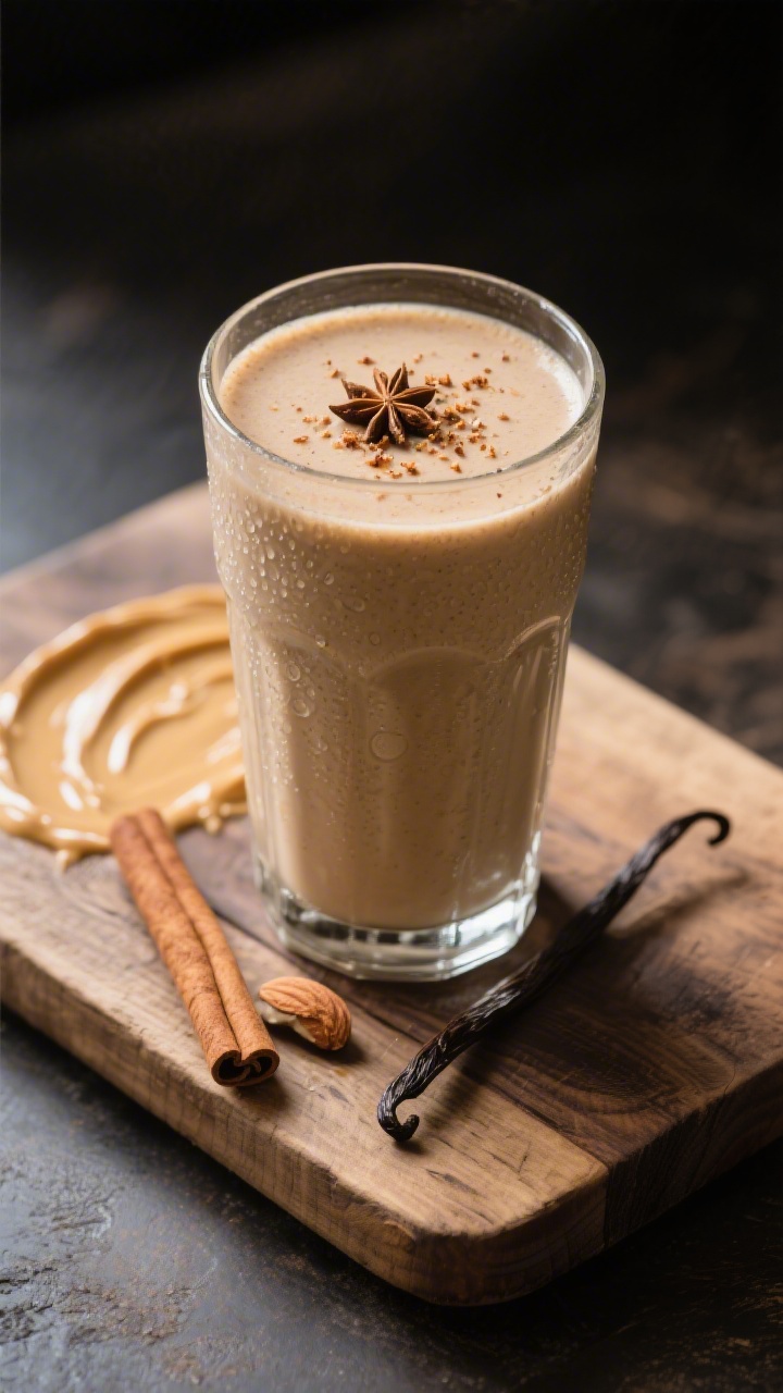 Final presentation: Restaurant-quality single glass smoothie styled thick and velvety, garnished wit