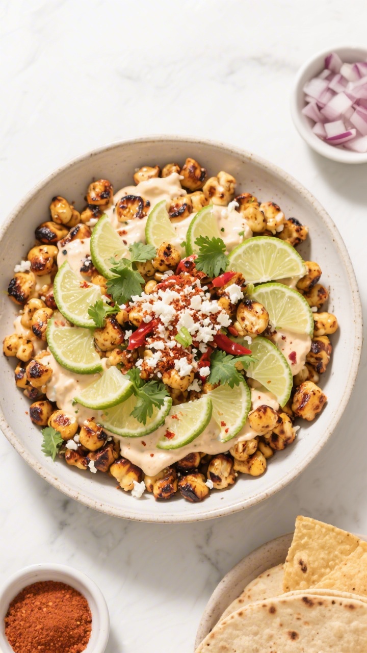 Overhead “tasty top view” serving scene: Top-down shot of a large shallow serving bowl of esquit