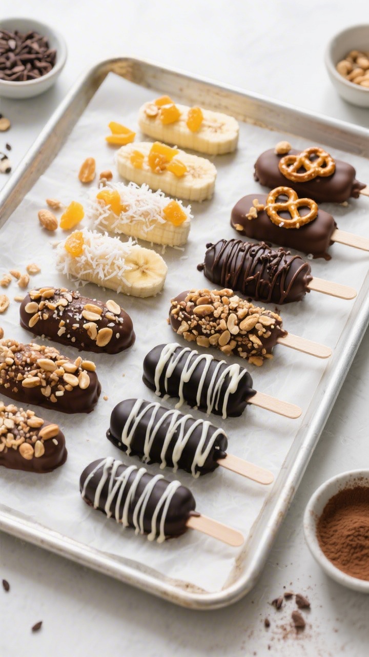 Tasty top view: Overhead shot of a parchment-lined baking sheet with an assortment of finished choco