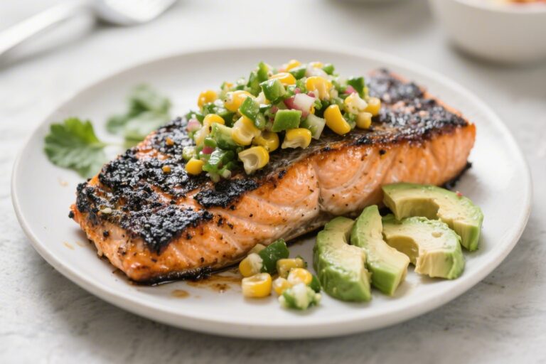 10-Min Blackened Salmon with Avocado Corn Salsa – Fast, Fresh, and Flavor-Packed