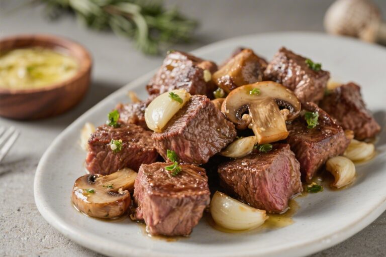 15-Min Garlic Butter Steak Bites with Mushrooms – Fast, Flavorful, and Satisfying