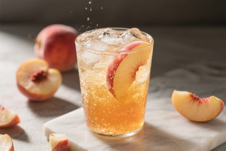 5-Min Sparkling Peach Iced Tea – Light, Bubbly, and Refreshing