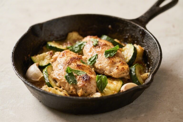 One-Skillet Garlic Basil Chicken and Zucchini – A Fresh, Fast Weeknight Dinner