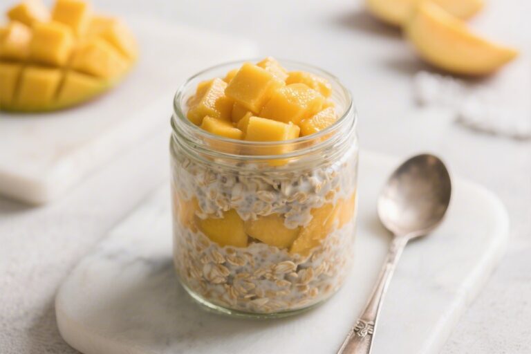 No-Bake Mango Overnight Oats – Creamy, Bright, and Ready by Morning